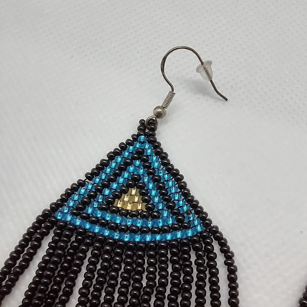 Southwestern Multi Beaded Fringe‎ Earrings
